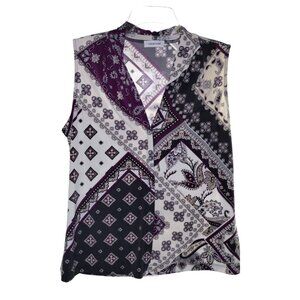 Calvin Klein Women’s Size Medium (Regular) Gray White Purple Black Cream Paisley